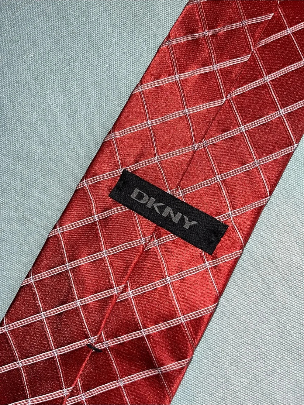 DKNY Classic Burnt Orange Red Windowpane Men's Tie